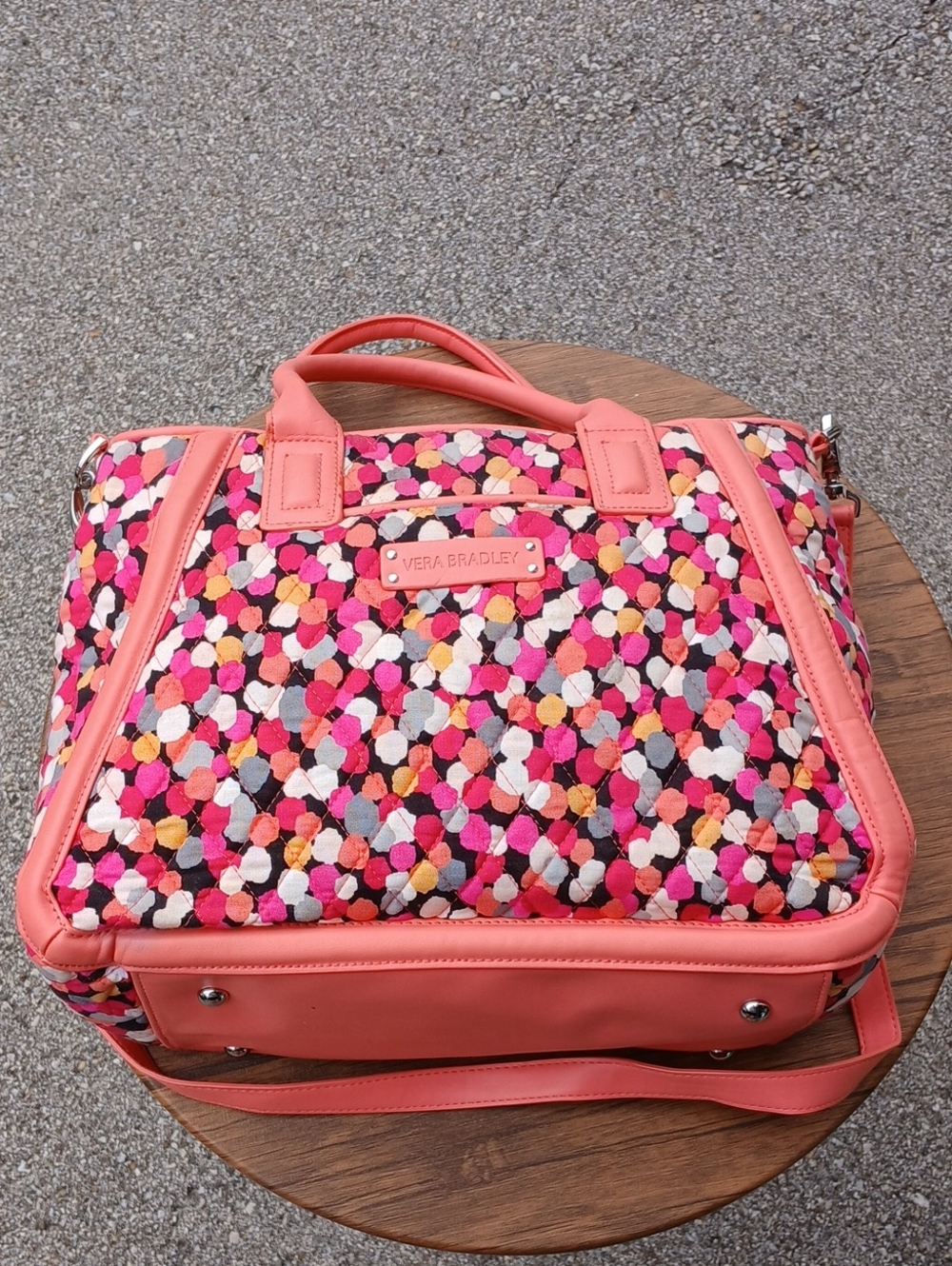 Vera Bradley Coral Pink Multicolor Quilted Travel Bag